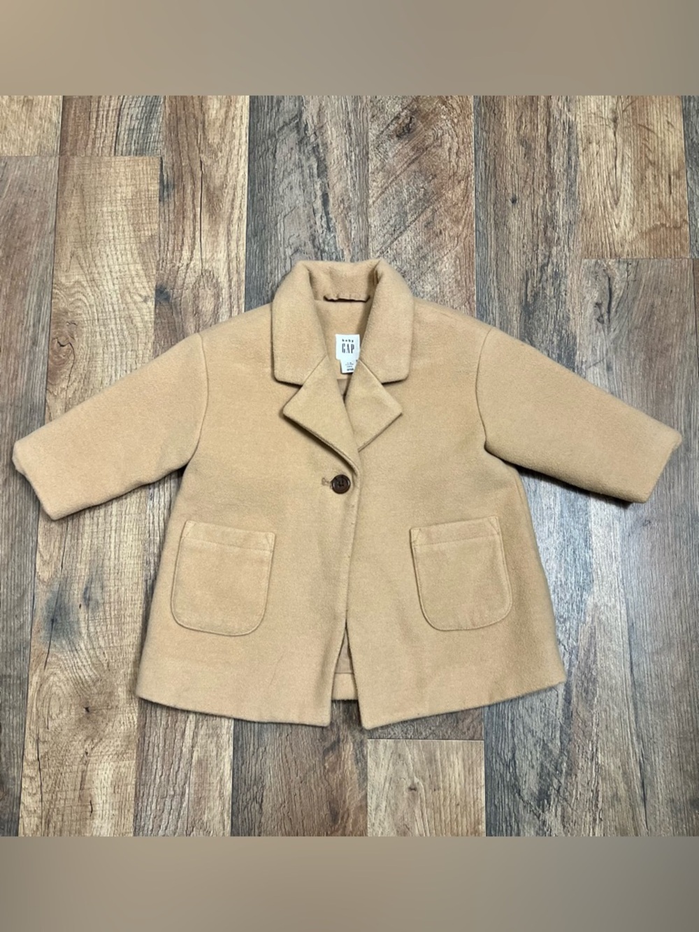 GAP Kids Tan Pea Coat with Patch Pockets